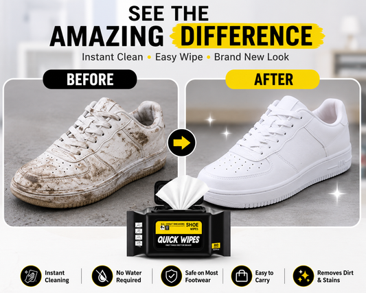 Premium Shoe Cleaning Wipes – Instant Sneaker & Leather Shoe Cleaner | 80 Disposable Wet Wipes